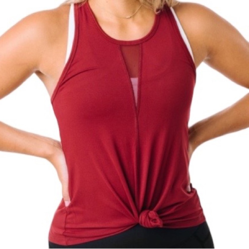 ZYIA Cranberry Racerback Long Effortless Tank size L